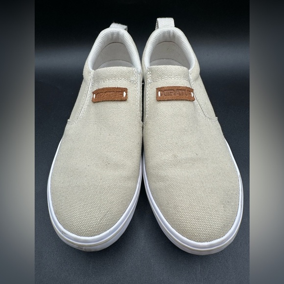 EUC Xtratuf Women's Canvas Sharkbyte Deck Shoe Cream Boat Shoes 8.5 - Picture 2 of 7